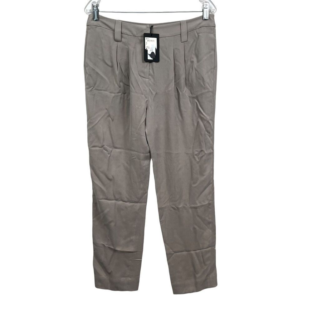 Paige Womens Dress Pants Dixon Tapered Pleated Slit Pockets Zip Up Grey Sz 8*